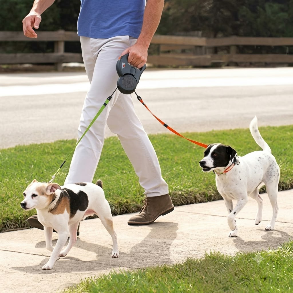 360° Retractable Dual Dog Leash with LED Light
